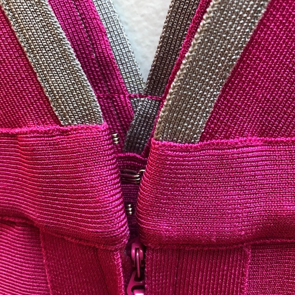 Herve Leger Hot Pink and Gray Bandage Dress Size Small - Picture 8 of 16